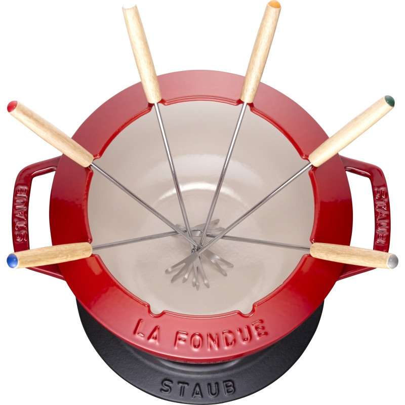 Staub Round Fondue set 20 cm, cherry 405119750 for sale MyGoodKnife