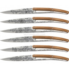 Steak knife Deejo Set of 6 Tattoo Blossom, olive 2AB010 11cm
