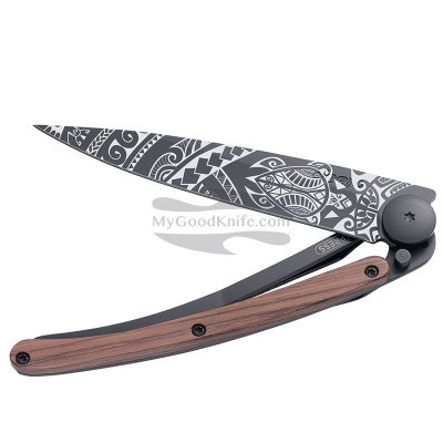 6 Deejo Paring Knives, Zebra Wood / Tattoos of The World