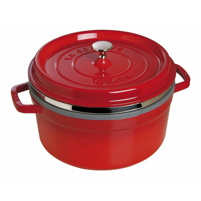 Staub Round Cocotte with steamer 26 cm, Cherry 40510-601-0 for sale