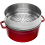 Staub Round Cocotte with steamer 26 cm, Cherry  40510-601-0 - 3