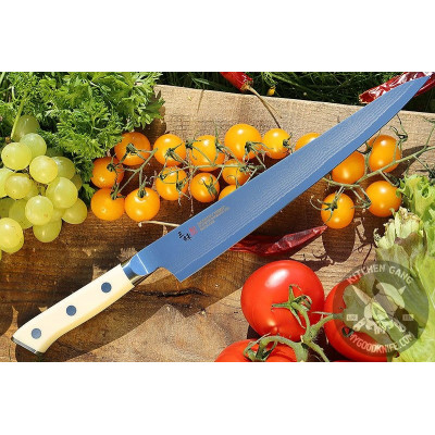 Sujihiki Japanese kitchen knife Mcusta Classic Damascus SPG5 HKC-3010D 24cm - 1