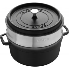 Staub Round Cocotte with steamer 26 cm, Black  40510-606-0 - 1