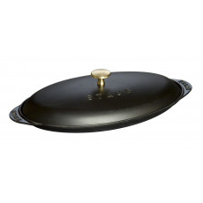 Auflaufform Kochgeschirr Staub Fish pan with lid oval 31 cm, Schwarz 40509-400-0