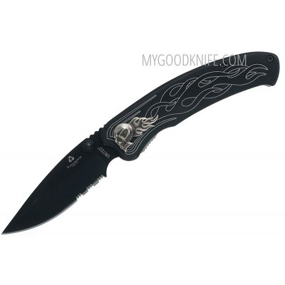 Серрейторный нож United Cutlery Nova Skull A/O Linerlock Pocket Knife combo edge , черный UC2690S 8.9см - 1