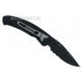 Serrated folding knife United Cutlery Nova Skull A/O Linerlock combo edge, black  UC2690S 8.9cm - 2