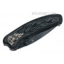 Serrated folding knife United Cutlery Nova Skull A/O Linerlock combo edge, black  UC2690S 8.9cm - 3