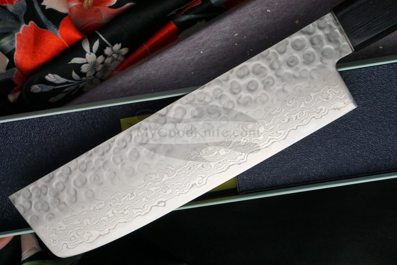 Nakiri Japanese Kitchen Knife Sakai Takayuki Aogami Damascus 07433